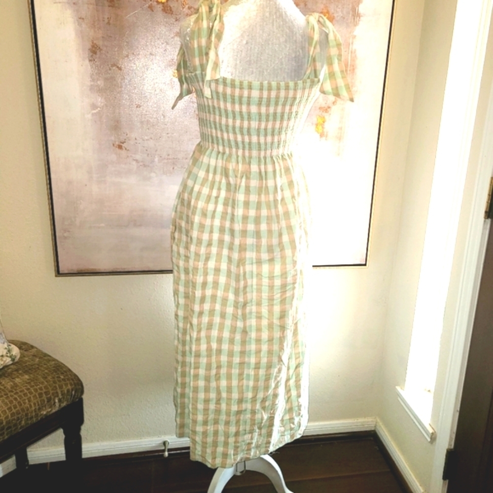 MNG Green and Cream Sleeveless Sundress - Picture 6 of 8